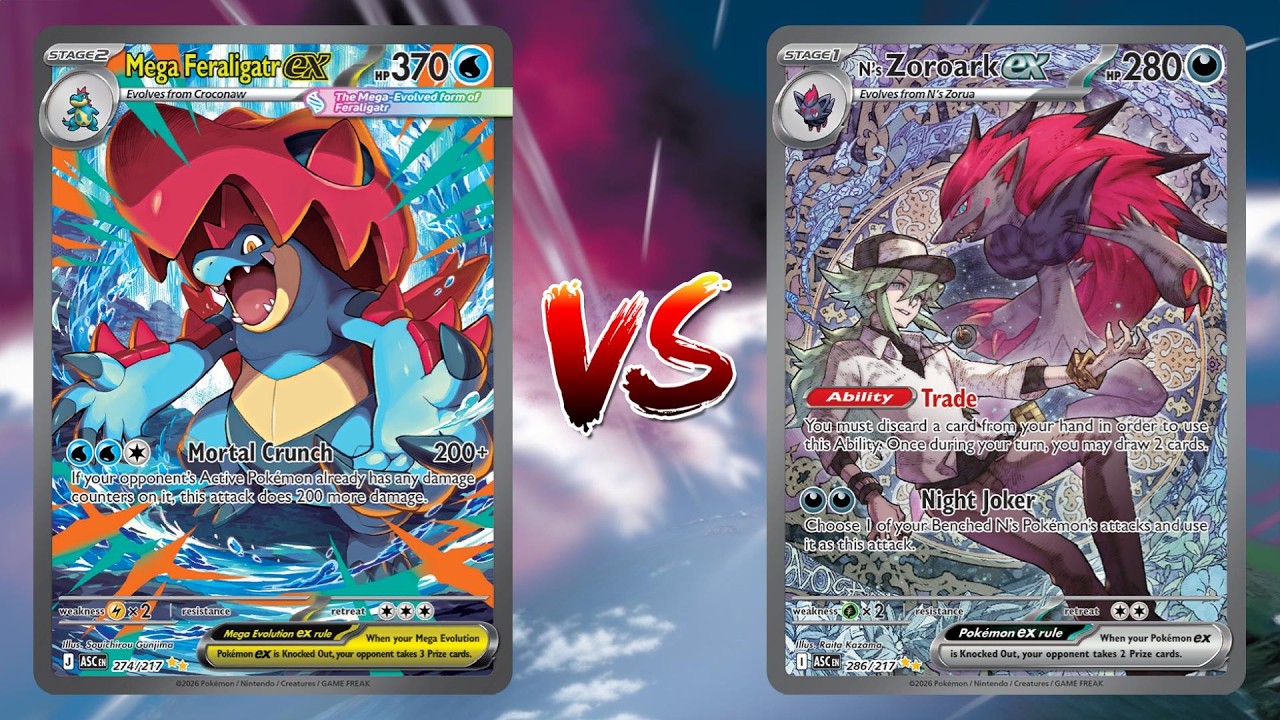 Pokemon TCG Live Mega Feraligatr EX Team Rocket's Golbat VS N's Zoroark EX Munkidori!!