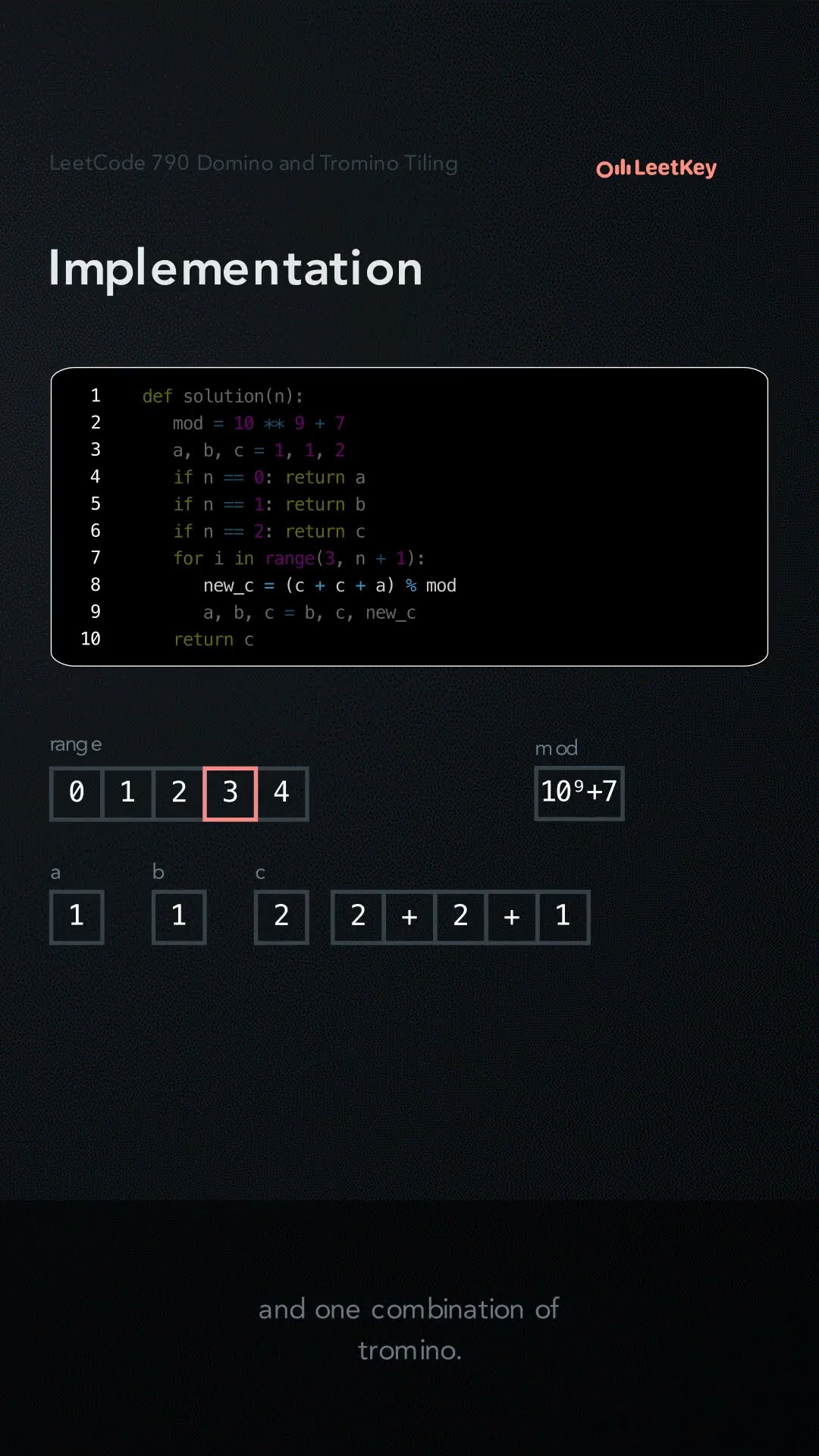 Video of LeetCode Problem 790: Domino and Tromino Tiling
