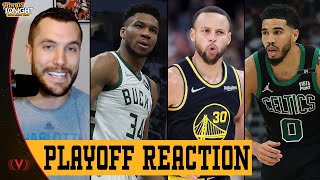 Postgame Reaction: Warriors & Curry get past Grizzlies, Celtics force game 7 vs Bucks| Hoops Tonight