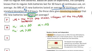 AP Stats 9.3 Video A (Significance Tests for Means)