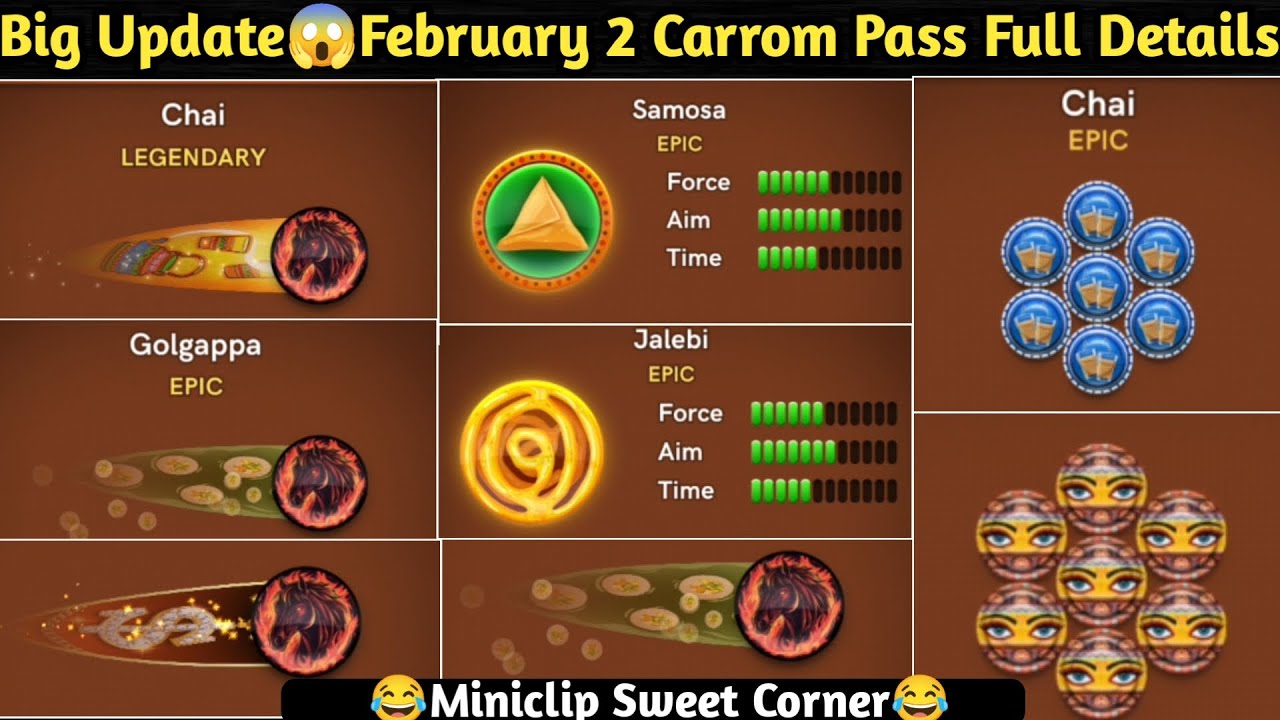 February Month 2 Carrom Pass Full Details 😱 Upcoming Carrom Pool All Items Don't Miss 🔥