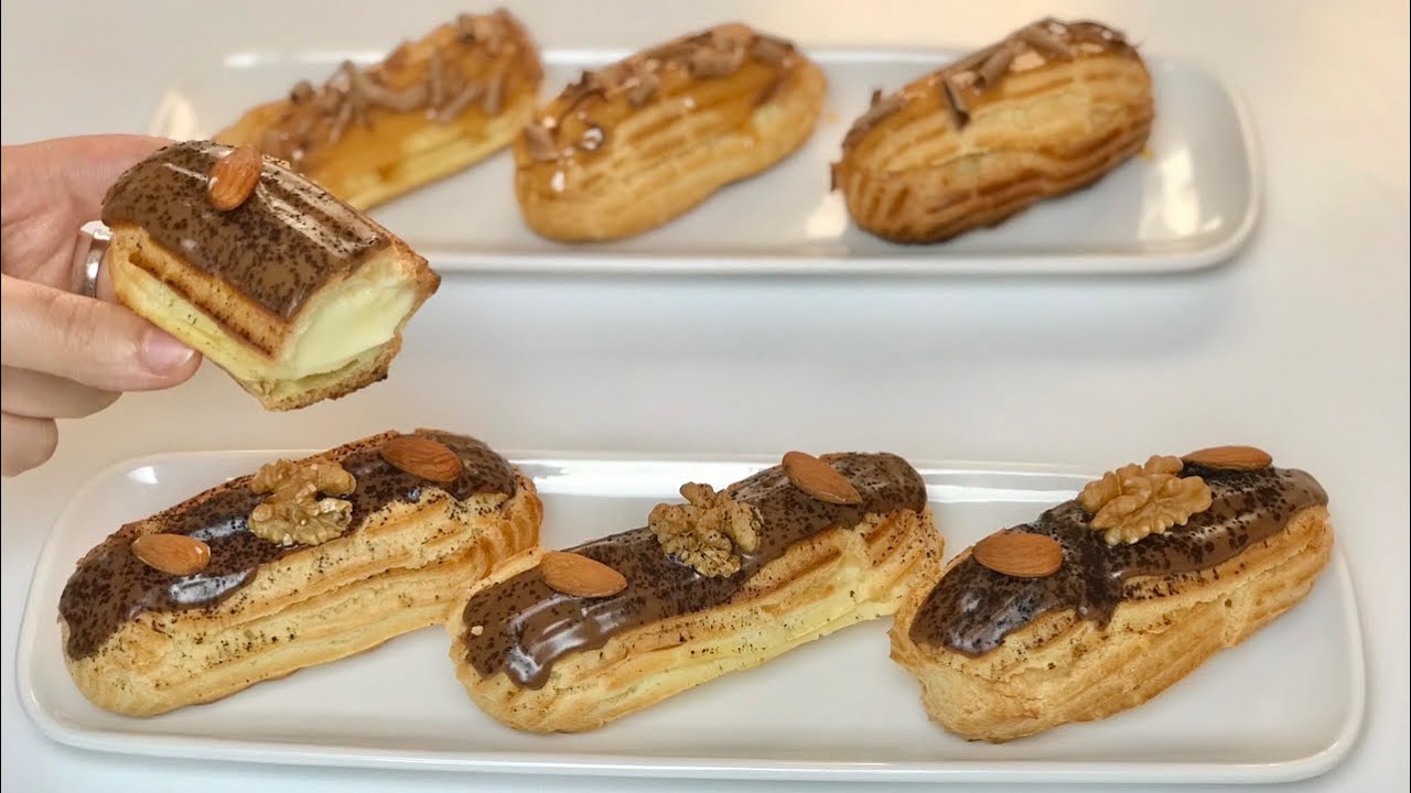 الاكلير بأنجح وصفة  و مقادير متوفرة في كل منزل ...محشيين بكريمة خفيفة و لذيذة 🤤