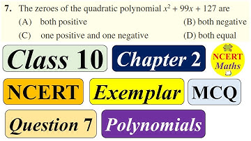 MCQ | NCERT Class 10 Maths Chapter 2 Exemplar | Question 7 | Exercise 2.1 | polynomials | CBSE