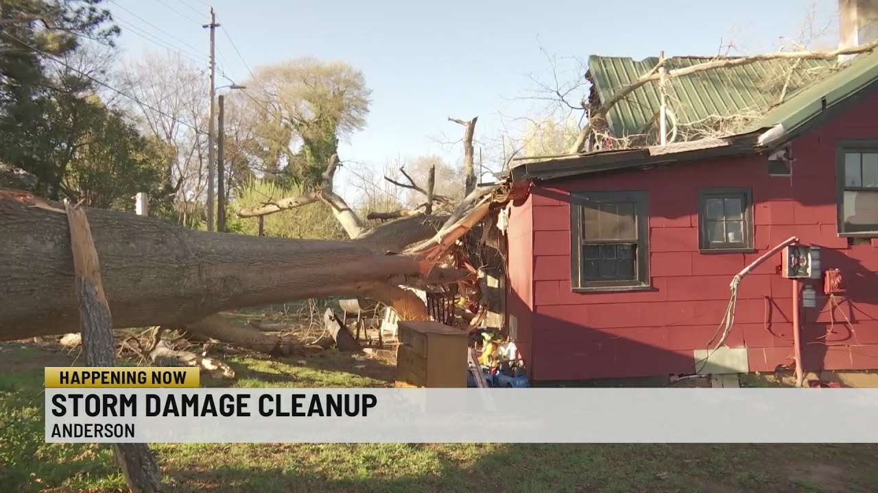 Storm damage cleanup, EF-1 tornado in Upstate - YouTube