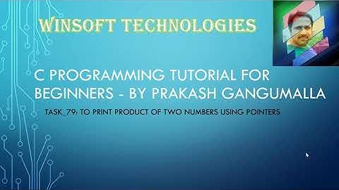 Task79-C language tutorial for beginners by Prakash G- Product of two numbers using Pointers