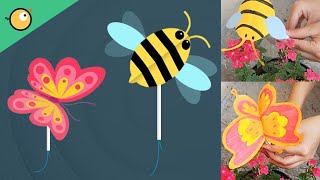 Flying Butterfly & Honey Bee | Easy & Simple For Kids | How to make DIY Fluttering Bee & Butterfly