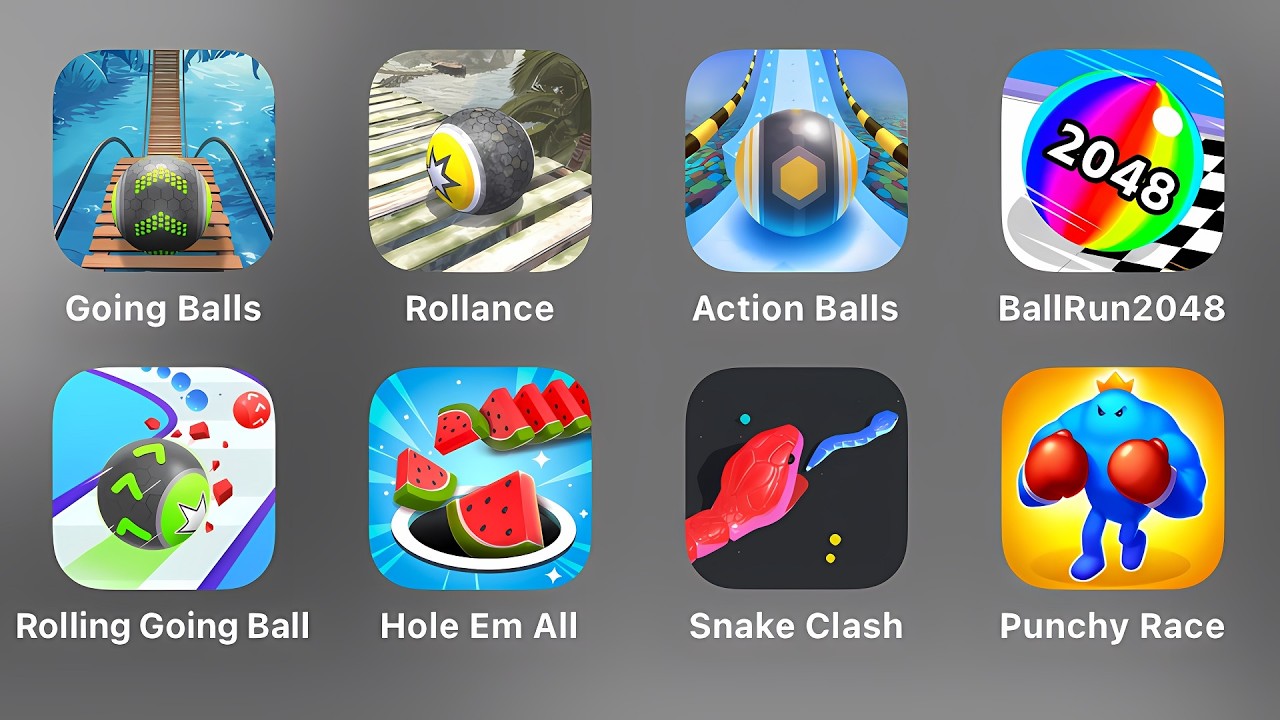 Going Balls, Rollance, Action Balls, Ball Run 2048, Rolling Gong Ball, Hole Em All, Snake Clash, Pun