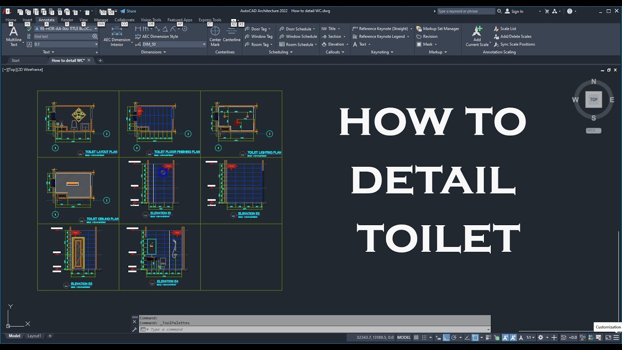 Ot Draw Program Toilet Rial How to draw Detail Toilet and Section - YouTube