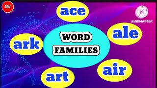 Word Families- ark ace art air ale |/a/| Phonics Word Families | Word Bank |(@ManishasEducation )