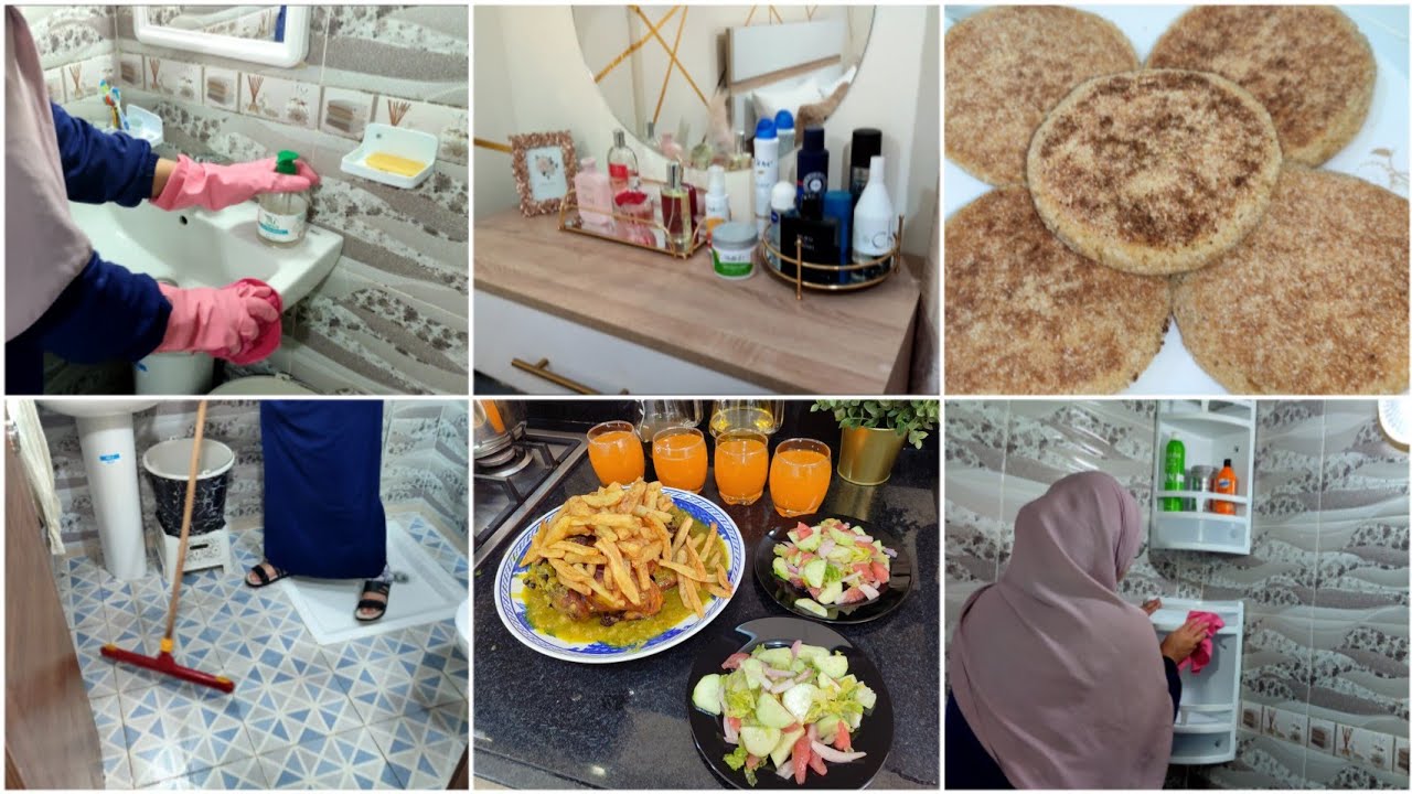 روتين شقا ونقا وتيد وجافيل كلشي رجعتو كيشعل👍حريشات  للفطور بالزرع ونيدو /غديوة بالدجاج والفريت