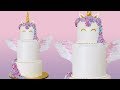 Tiered unicorn cake with wafer wings  buttercream cake decorating tutorial