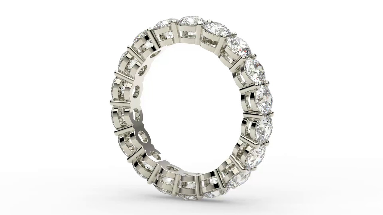 Open Gallery Eternity Ring with Round Diamonds - GIA Certified Round Diamond Eternity Ring