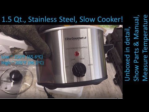 Elite Gourmet - 1.5Qt. Mini Slow Cooker - Stainless Steel
