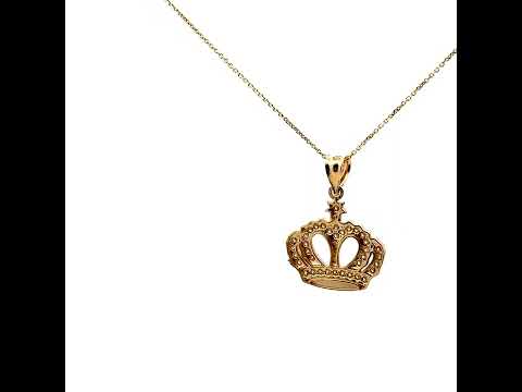 Gold Cubic Zirconia Royal Crown Pendant Necklace | Factory