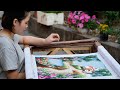 Traditional way of embroidery for a large embroidery picture - Hand embroidery art