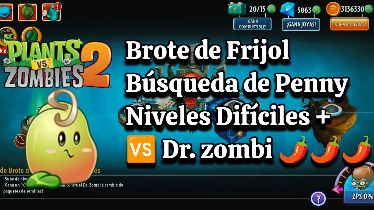 Brote de Frijol Niveles Difíciles (1-5) + 🆚 Dr. zombi 🌶️🌶️🌶️ (Pvz 2)