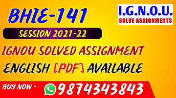 BHIE 141 Solved Assignment 2021-22 in English, BHIE-141 Solved Assignment 2022, BHIE 141 Assignment