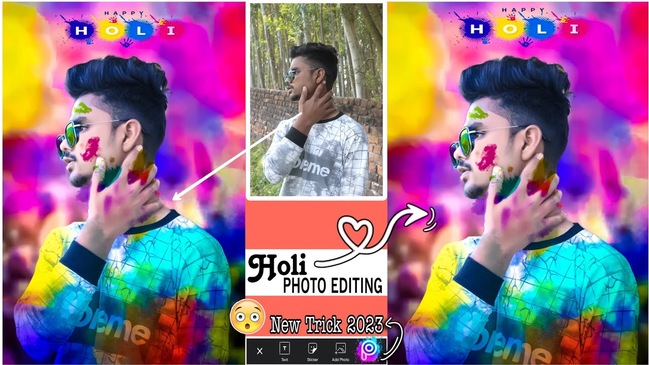 Holi Photo Editing 2023 || Picsart Holi Photo Editing New Trick || High quality || 