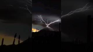 Guatemala, lightning shoots straight from the Agua volcano into the sky