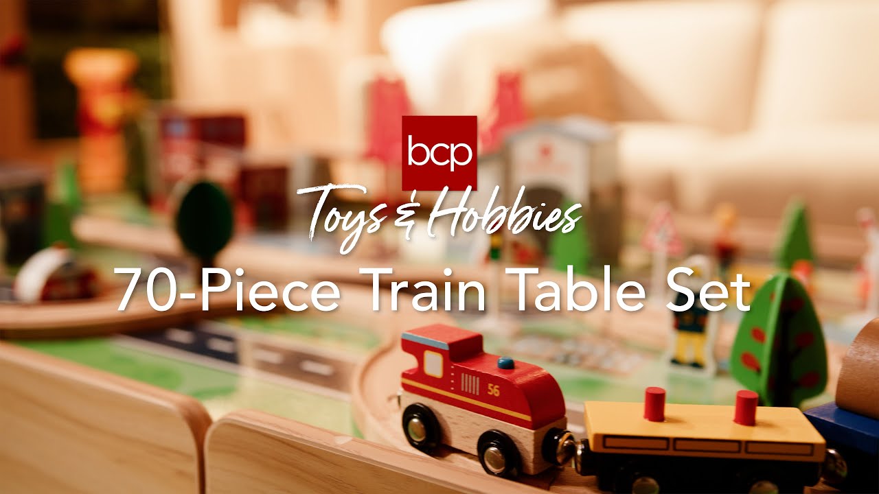 70-Piece Train Table, Large Multipurpose Playset w/ Reversible