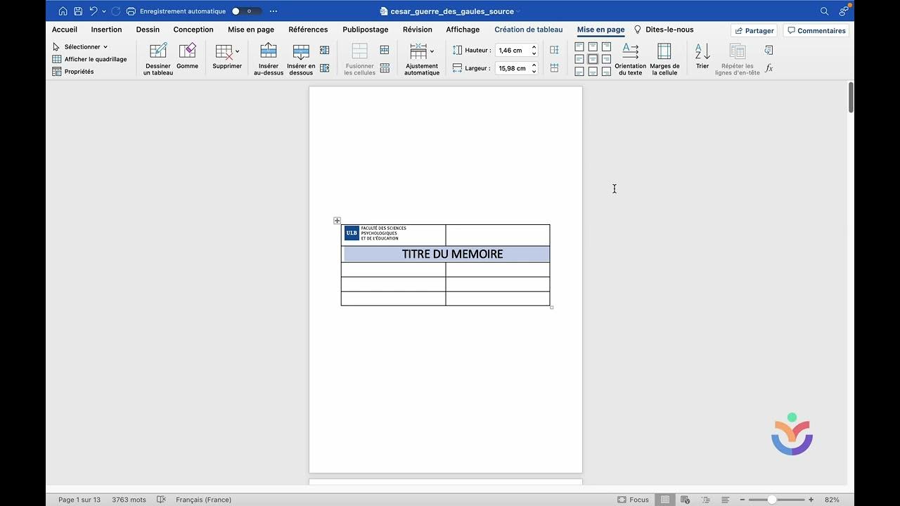 Page De Garde Tfe TFE - Réaliser une page de garde - YouTube