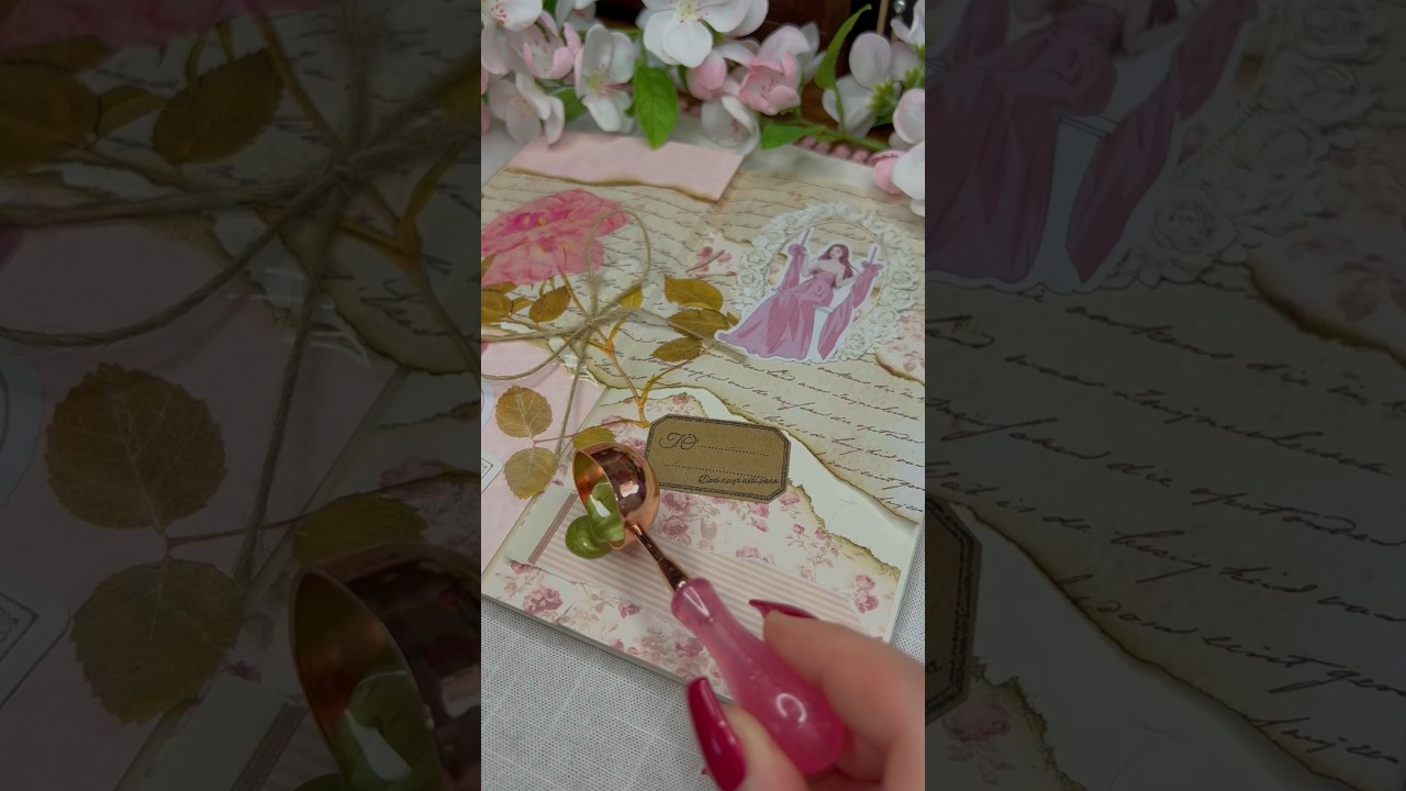 Pink romantic vintage junk journal ASMR 💕📔🖋️ 