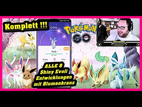 Komplett Alle 8 Shiny Evoli Entwicklungen Mit Blumenkranz Pokemon Go Deutsch 13 Youtube