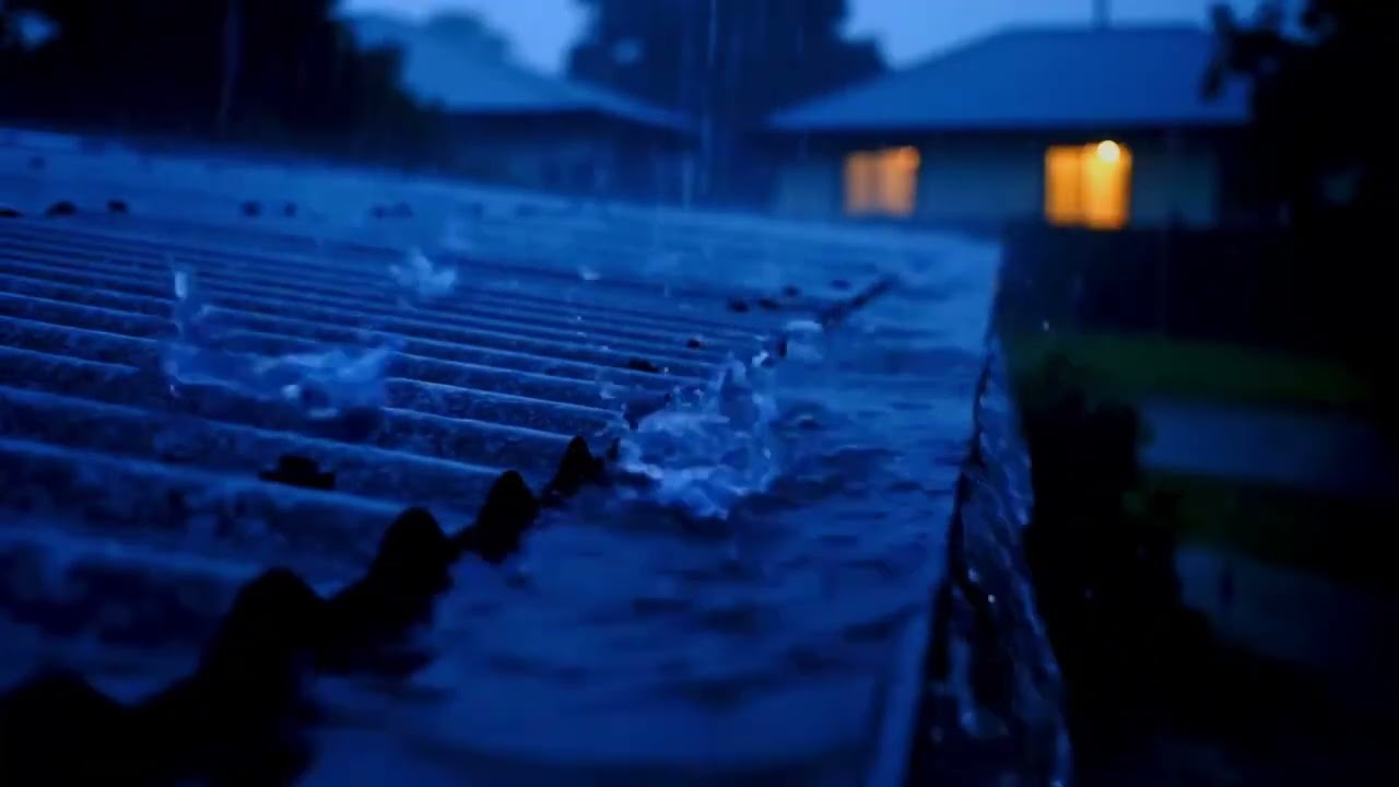 Late Night Downpour on an Iron Rooftop, Soft Echoing ASMR for Restful and Restorative Sleep 309