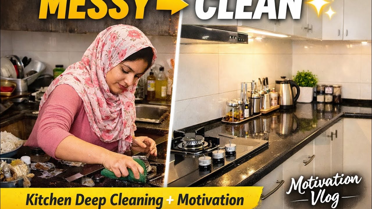 Kitchen Deep Cleaning + Real Motivation | Ghar Saaf = Dil Saaf 💛