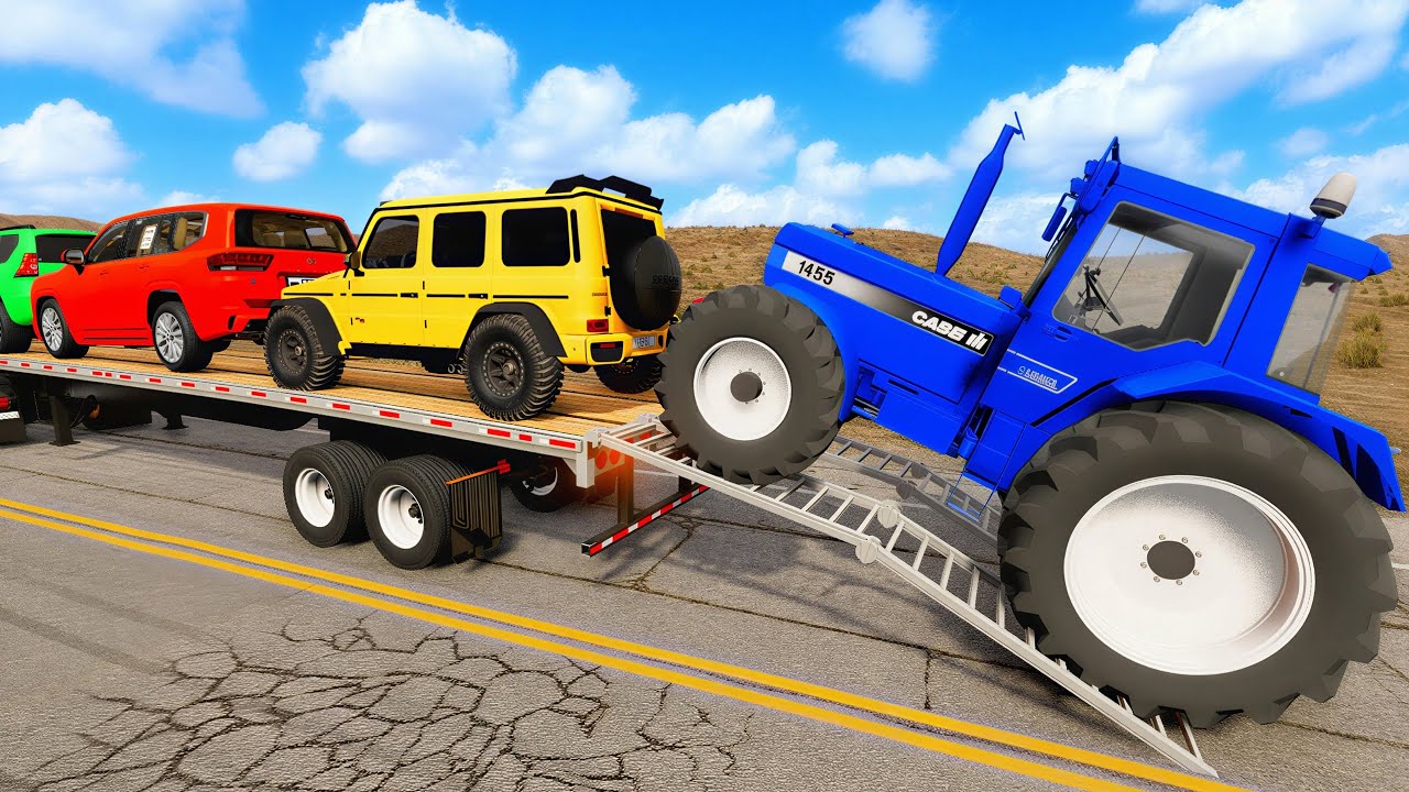 Flatbed Truck McQueen | Transportation with Truck - Pothole vs Car # | BeamNG.Drive Gameplay