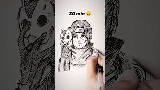 How to Draw Itachi in 10sec, 10mins, 10hrs 😳 #shorts #anime #drawing
