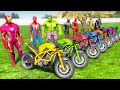 Spiderman Motos Stunts With The Avengers Infinity War Spider-Man Iron Man Hulk Black Panther - GTA 5