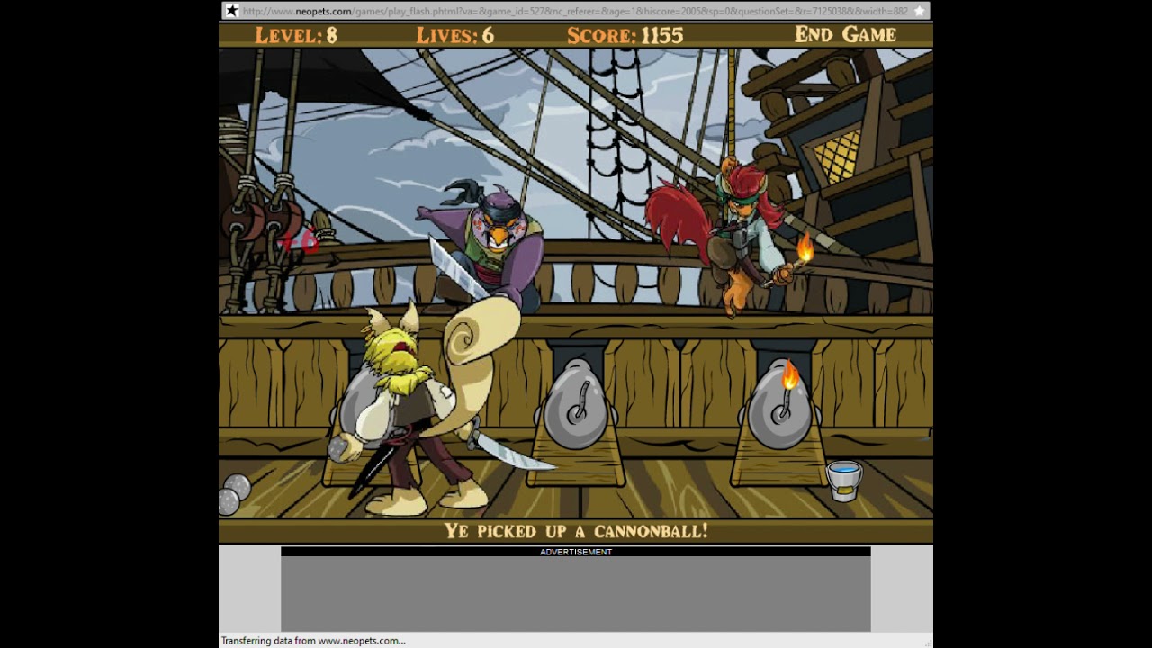 Neopets game - Attack of the Revenge (High Score 2,011)