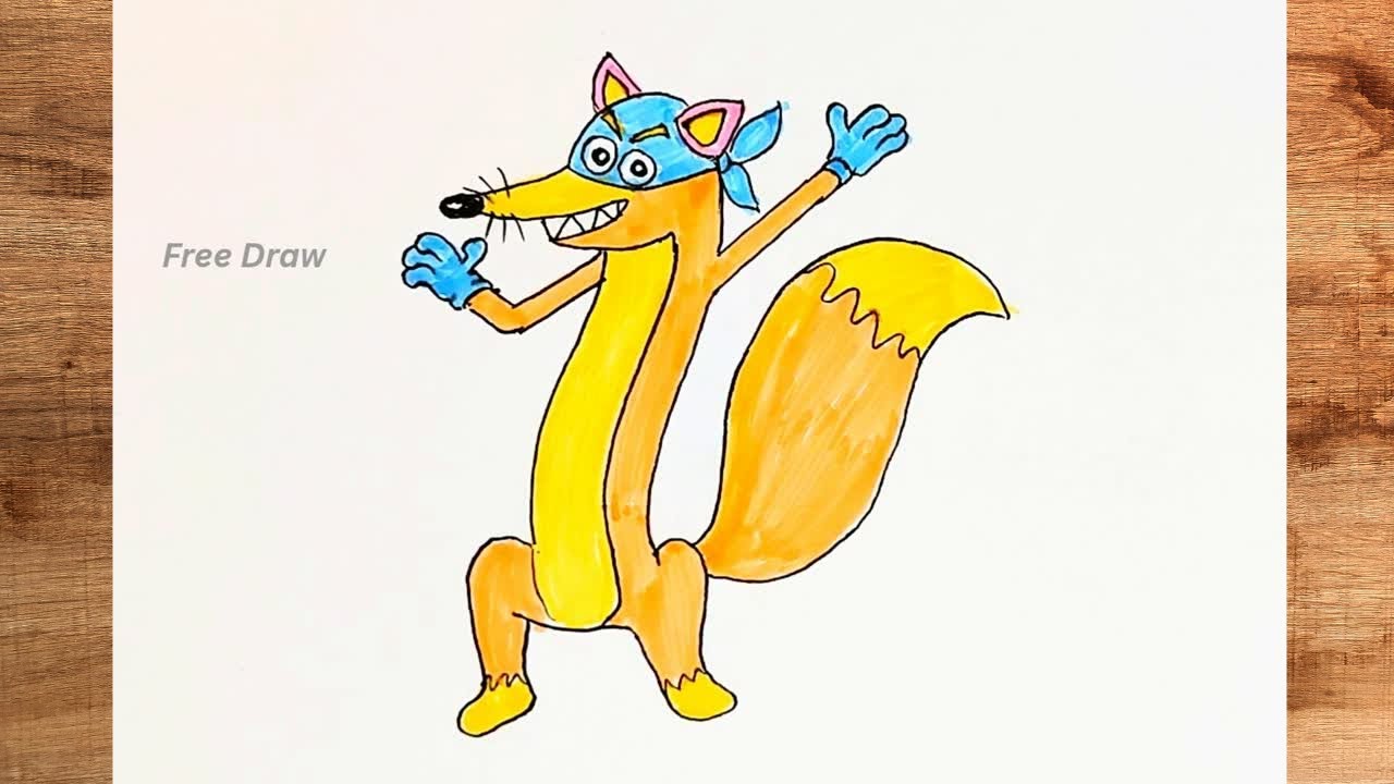 How to draw Kullanari easy || Simple Cunning Fox drawing || குள்ளநரி drawing || Swiper fox drawing