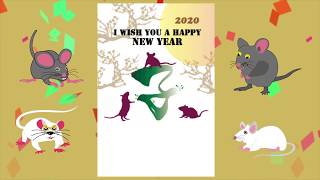 子年のネズミのイラスト年賀状素材　2020令和2年