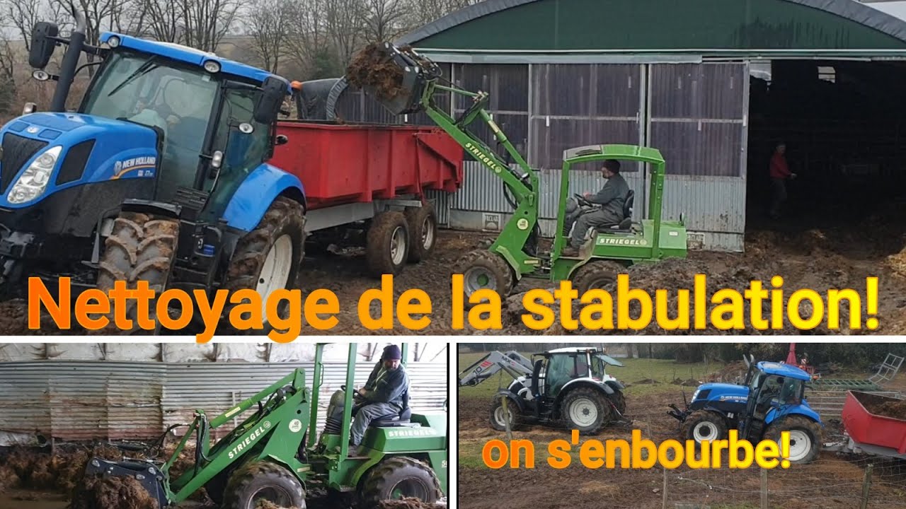 Nettoyage de la stabulation + essaie d'un valet de ferme et on s'embourbe!