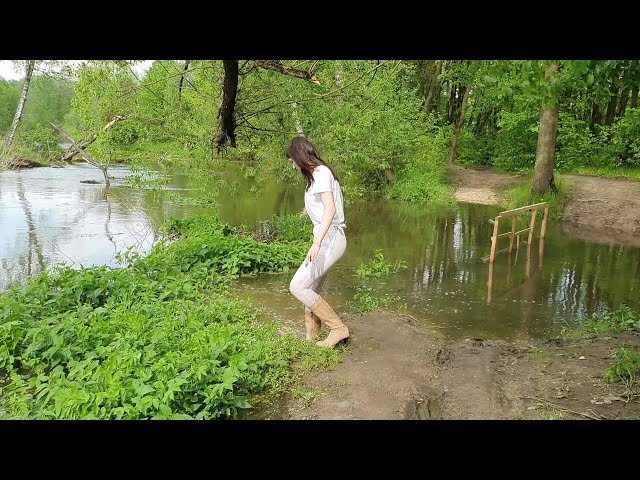 Wet boots in a swamp, wetlook girl in swamp, boots stuck in swamp, wet and boots stuck (vol.16) class=