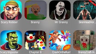 Branny,Scary Robber,Mr Granny,Siren Head Horror,Scary Imposter,Piggy Chapter 8,Crash On The Run,... screenshot 2