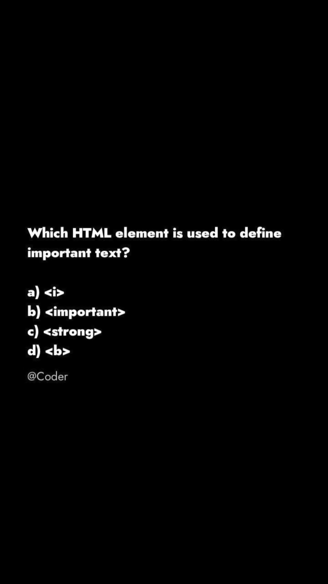Which html element is used to define important text code coder 