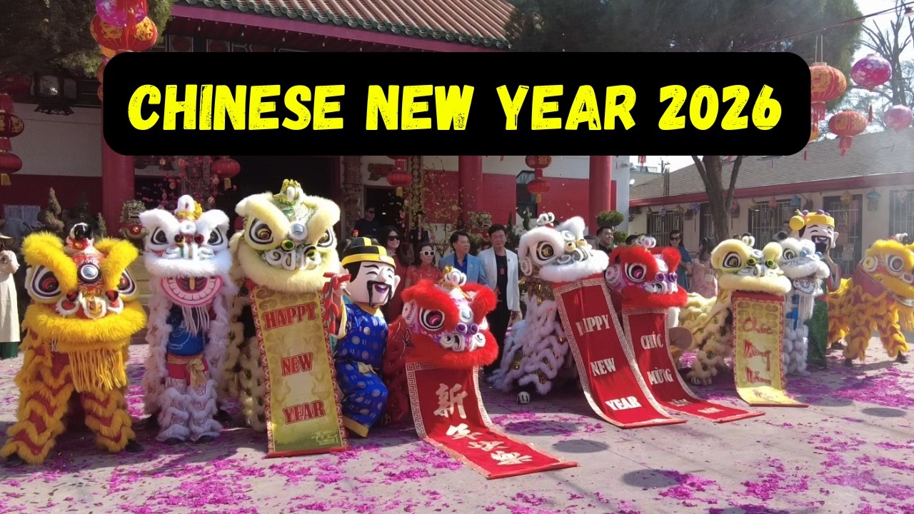 Firecrackers at Teen How Temple - Chinese New Year 2026 - Houston, TX - VTT Lion Dance Team