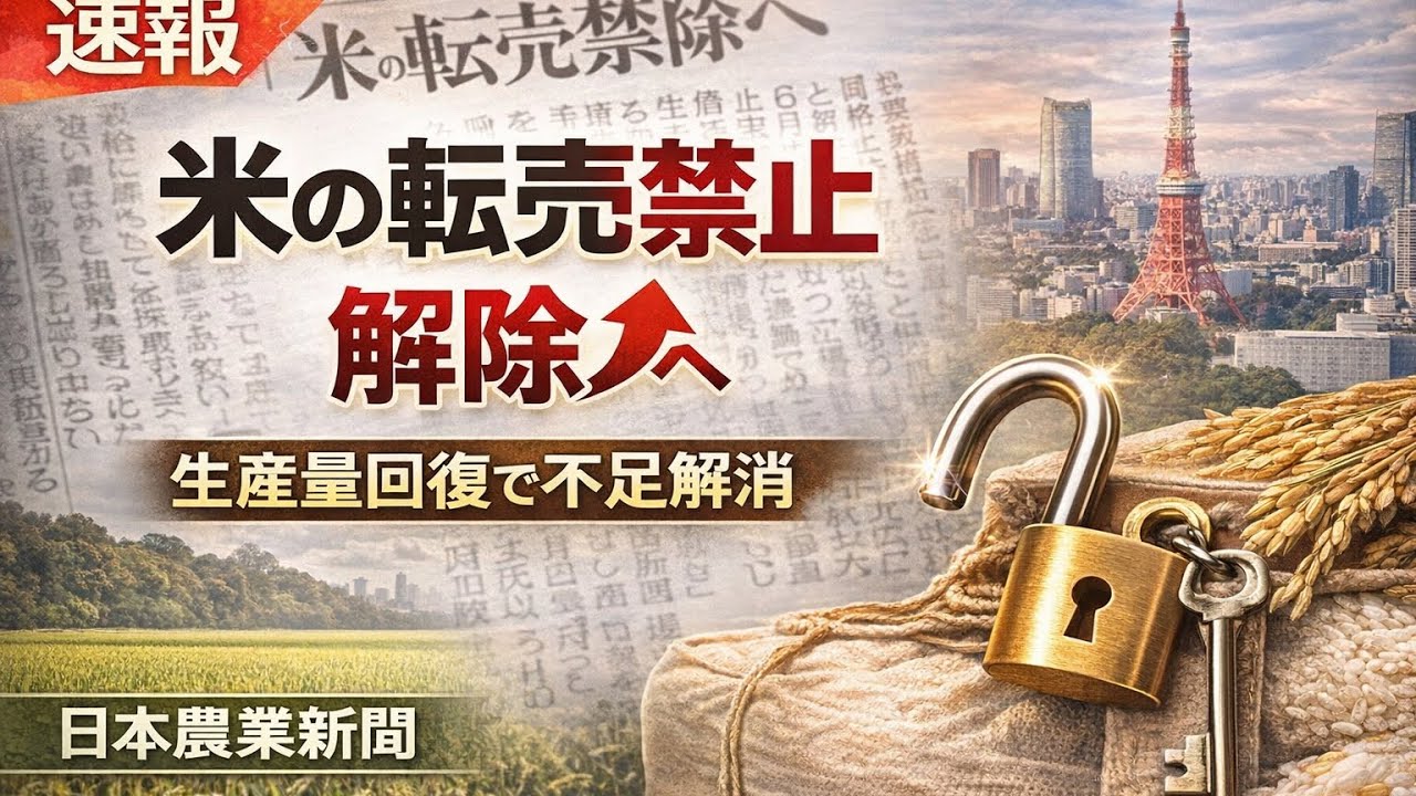 Japan Agricultural News] Ban on rice resale to be lifted | What