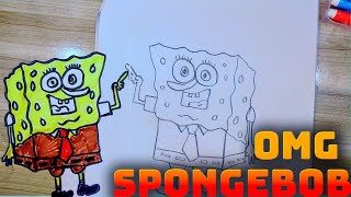 Colorful SpongeBob Drawing with Pen | Easy Step-by-Step Tutorial