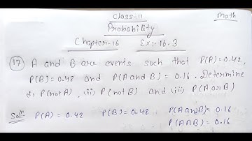 Class 11 || Chapter Probability Ex:-16.3 || Question no.17 Answer.