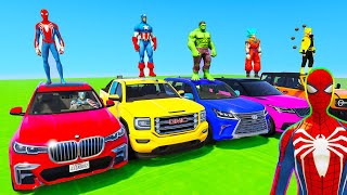 Spiderman Cars Racing Mega City Ramp Challenge ! Superhero Hulk Vs Goku Epic New Stunt Race - Gta 5