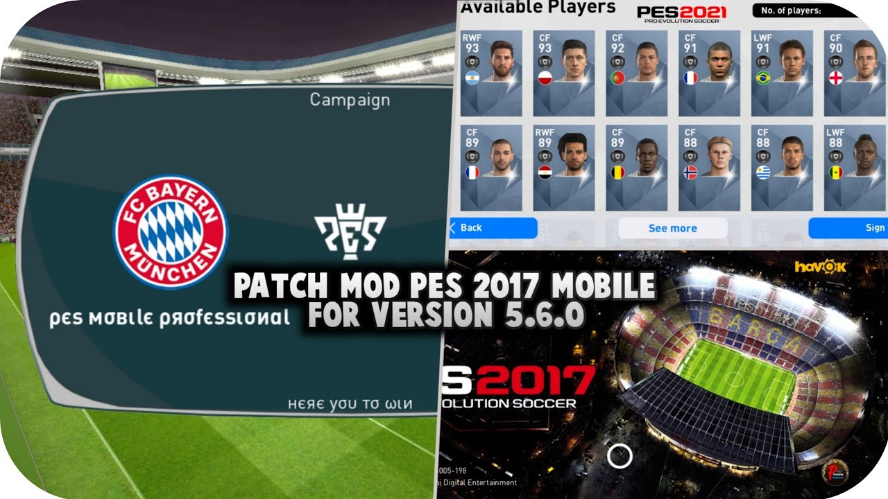 PES 2021 MOBILE v5.6.0 OBB PATCH ~ PES 2017 GRAPHICS • CONSOLE MINIFACES