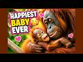 The Happiest Baby Orangutan and Her Loving Mom 🧡#orangutans#funnyvideo#funnyanimals#Motherhood