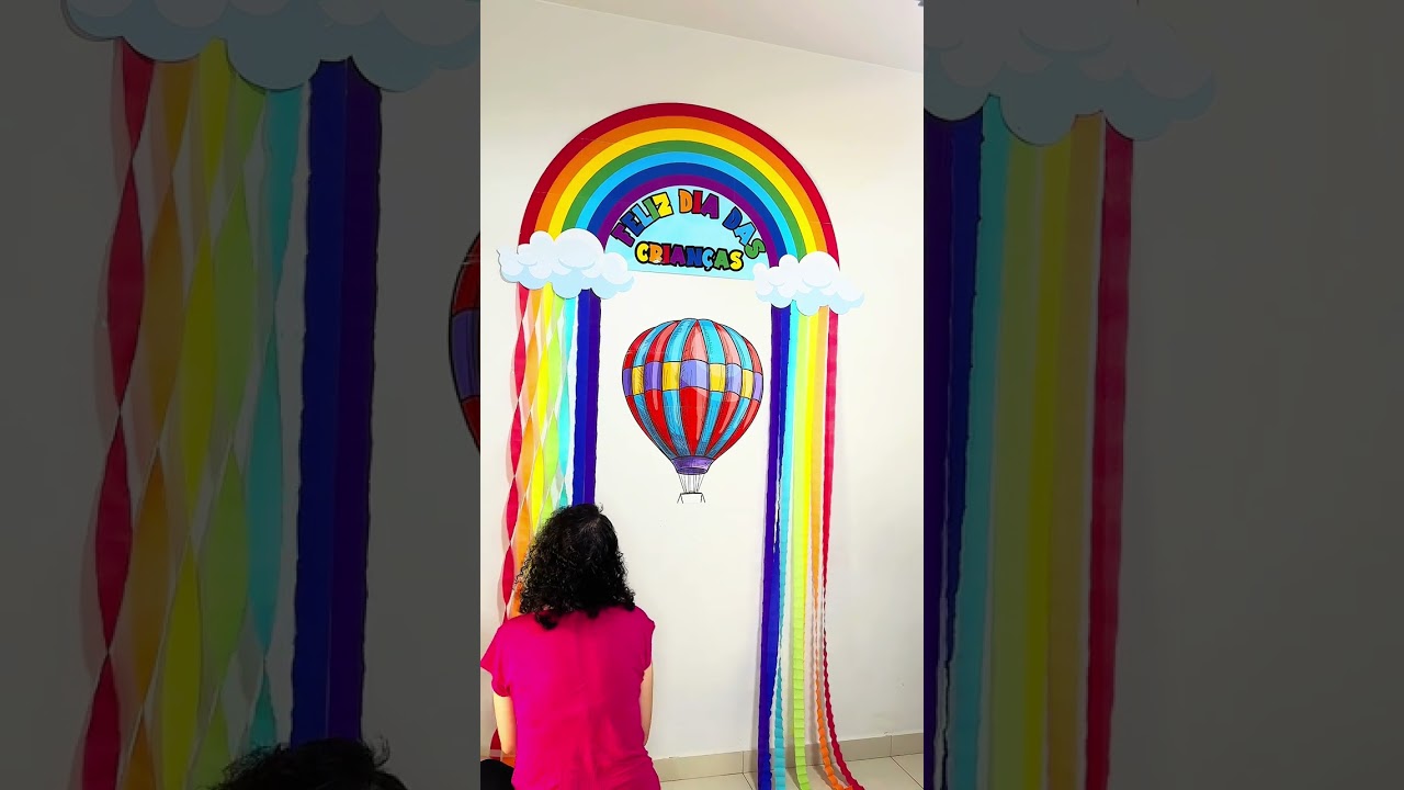 🎈🌈 Painel Arco-Íris e Balão - Dia das Crianças 🌈🎈