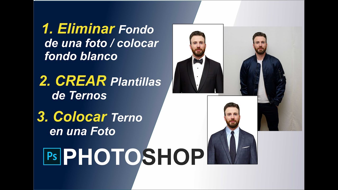 COLOCAR TERNO O TRAJE A UNA FOTO (Poner fondo blanco, Crear plantilla  de terno o traje)