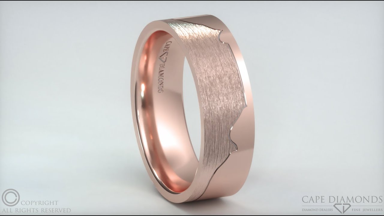 532. Best Table Mountain Brushed Polished Comfort-Fit Rose Gold Men&#39;s Rings Cape Town Cape ...
