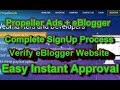 Verify eBlogger Website In Propellers Ads Get Instant Approval